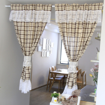 American Mediterranean Nordic Curry color lattice with lace curtain cabinet curtain curtain finished can be customized