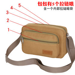 Multi-layer business bag wallet wear-resistant canvas cross-body women's bag shoulder bag crossbody bag casual bag men's small square bag