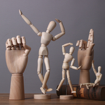 Creative cute puppet wooden head person desktop ornaments model wooden doll decoration crafts small objects props