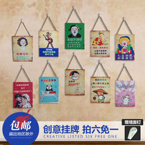 Door bar wooden board retro creative welcome to milk tea hotel shop sign wall decoration listing customization