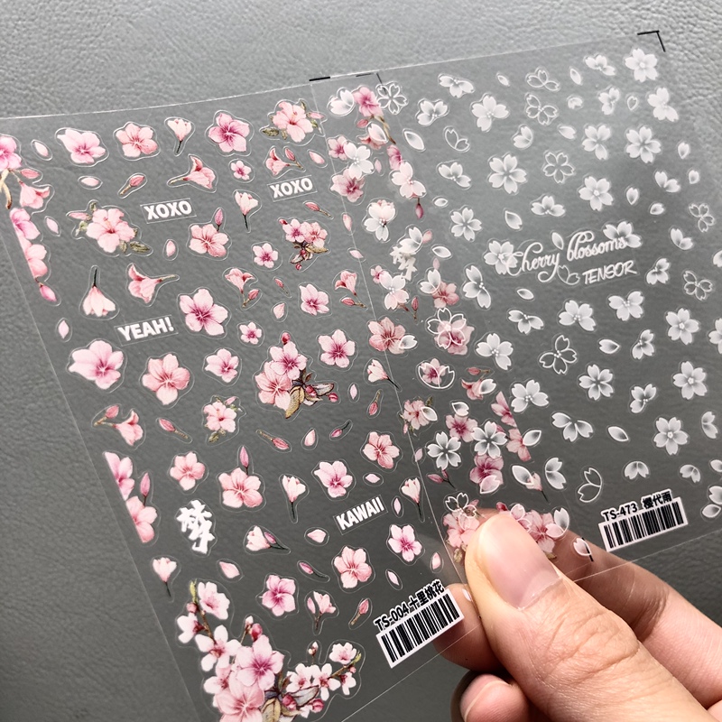 Japanese Aesthetic Cherry Blossom Petals Peach Blossom Pink Nail Art Stickers Planner Bracelet Face Makeup Decoration Stickers