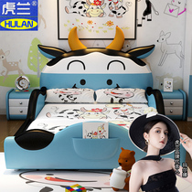 Childrens cartoon bed boy single bed 1 5 meters with guardrail small bed primary school students teenage child bed 1 2 creative
