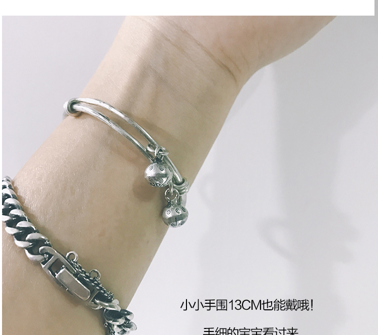 [Bất cứ nơi nào] Thái Lan làm bằng tay bạc vòng tay em bé vận chuyển tắt chuông ác vòng tay người lớn vòng tay trơn vàng 18k