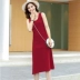 Sling dress 2021 new xuân tính khí váy a-line của phụ nữ váy vest không tay dài màu đen dưới cùng - A-Line Váy A-Line Váy