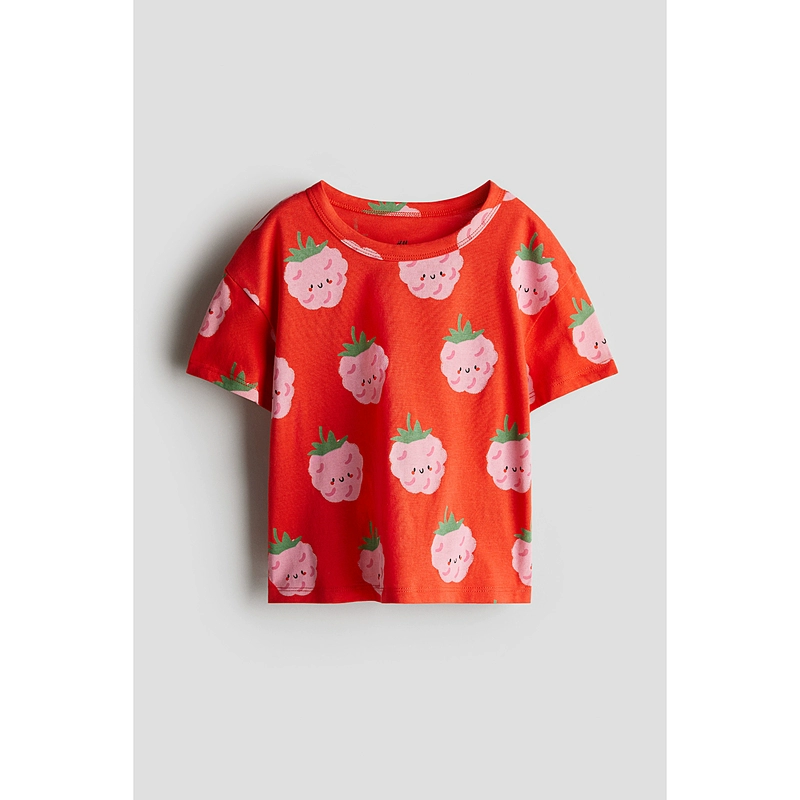 Детская красная футболка с круглым вырезом, детская одежда, oversize