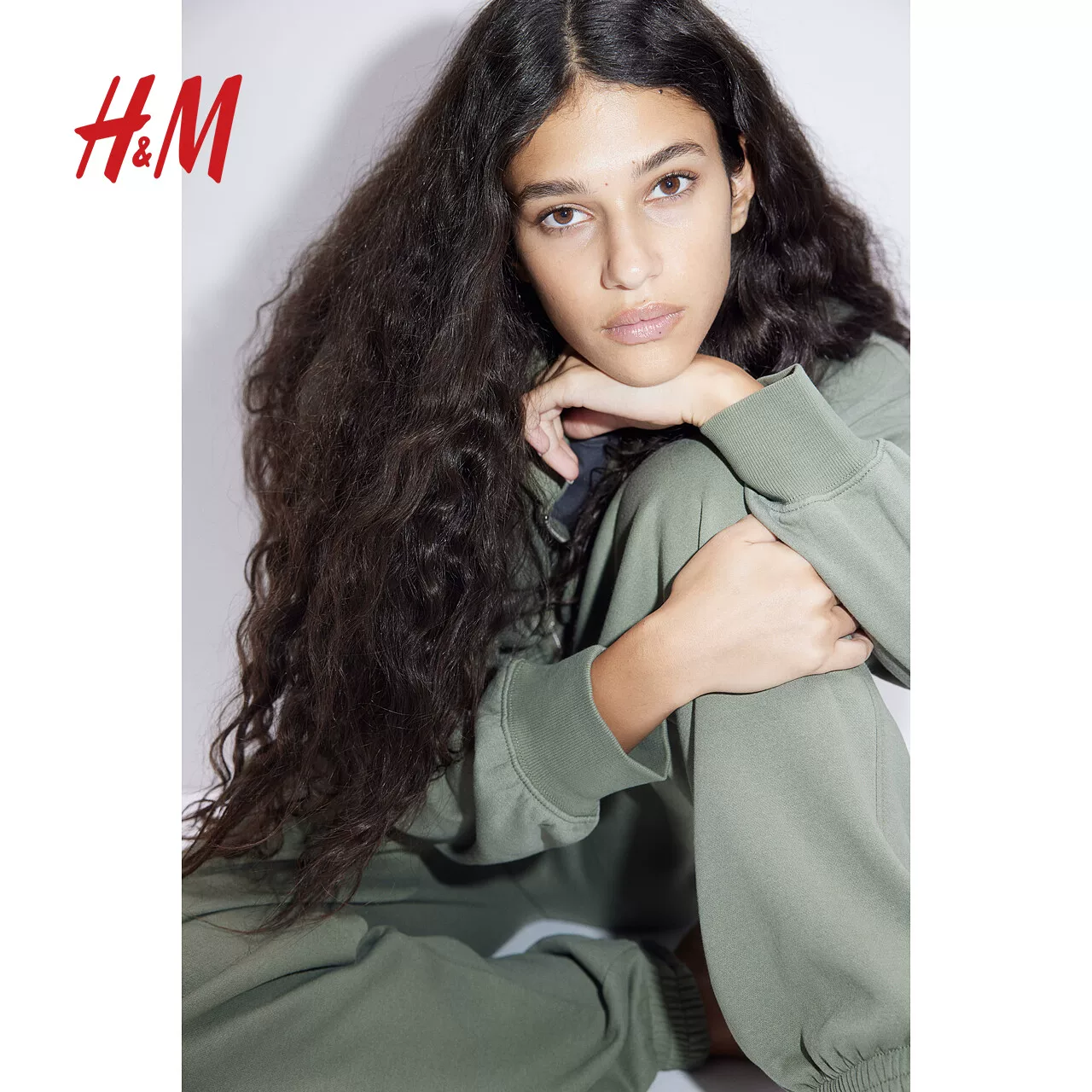 Женская толстовка HM с футболкой HM, тёплая повседневная, большой размер, молния, худи 1234775