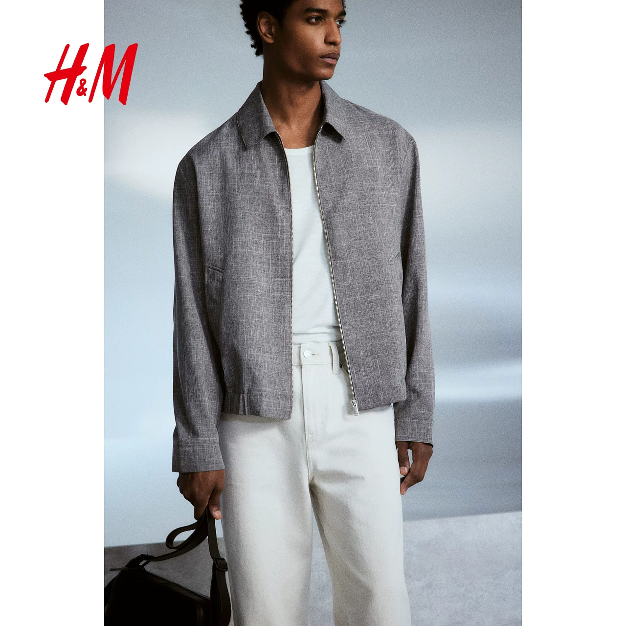 Женская куртка HM бизнес твилл молния с длинными рукавами Harrington
