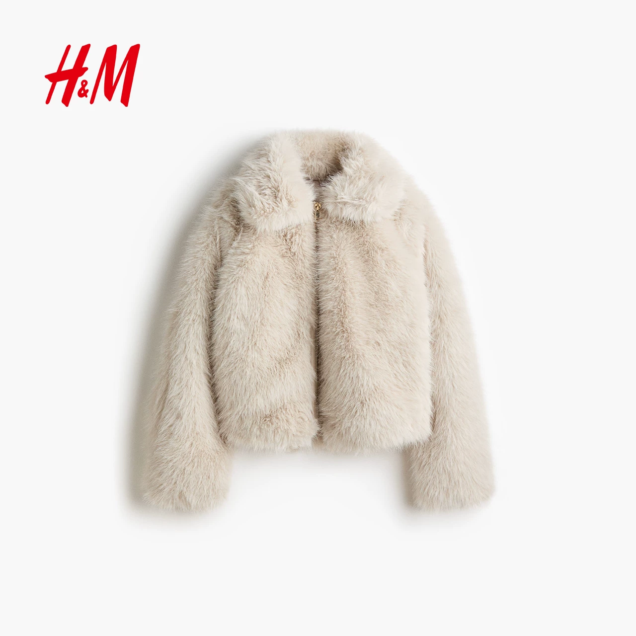 Женское пальто из меха HM, зимнее тепловое длинное рукавовое модное пальто с воротником из меха 1315022