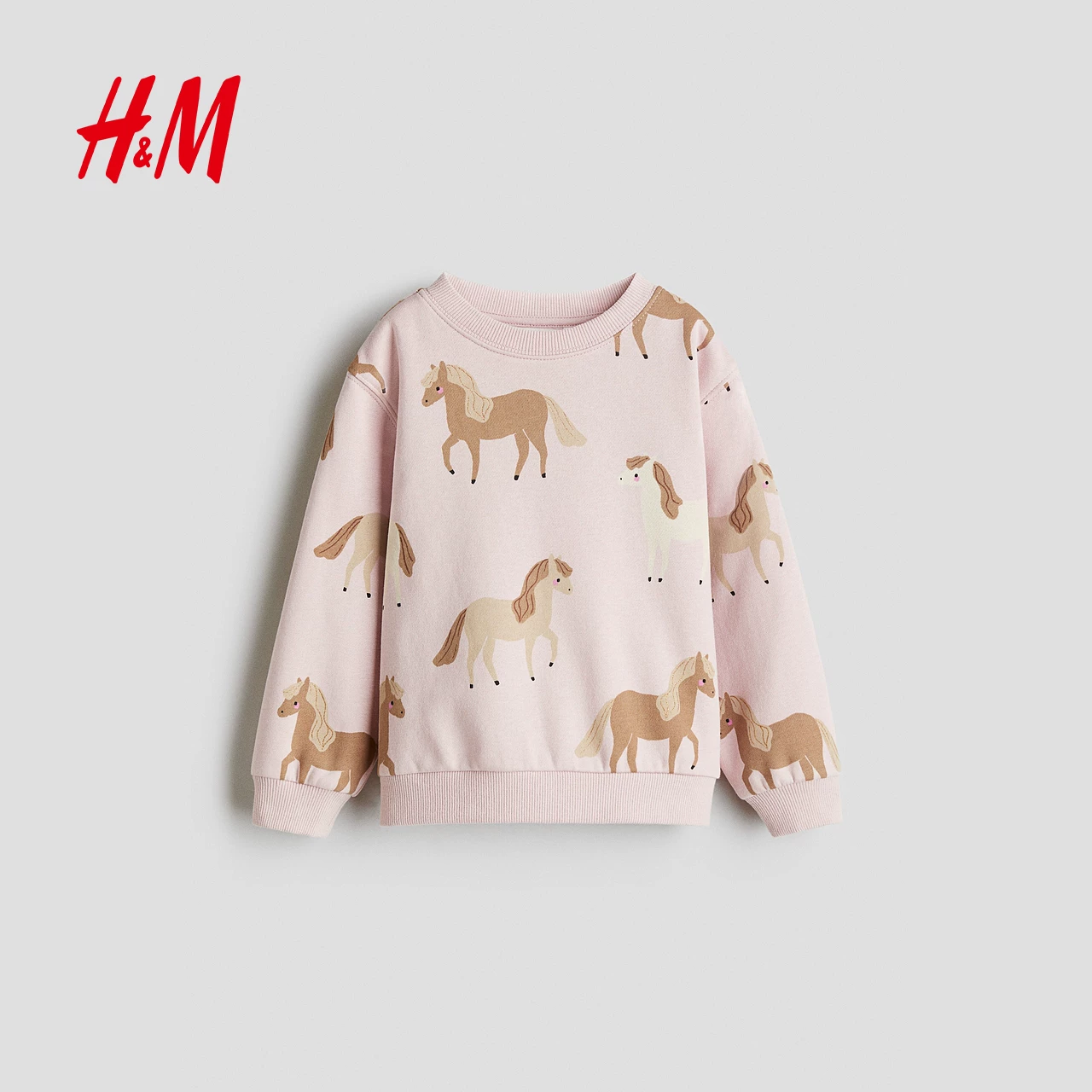 Детская одежда HM Детские девочки толстовка с круглым воротом и длинными рукавами, подкладка флис печать 1305880