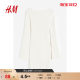HM women's dress autumn round neck bell sleeves slim simple fashion trend rib knitted skirt 1189048