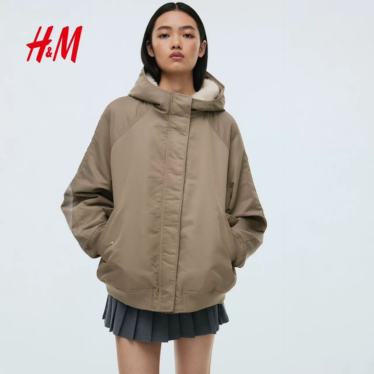 HM winter women's large size bomber jacket 1301796