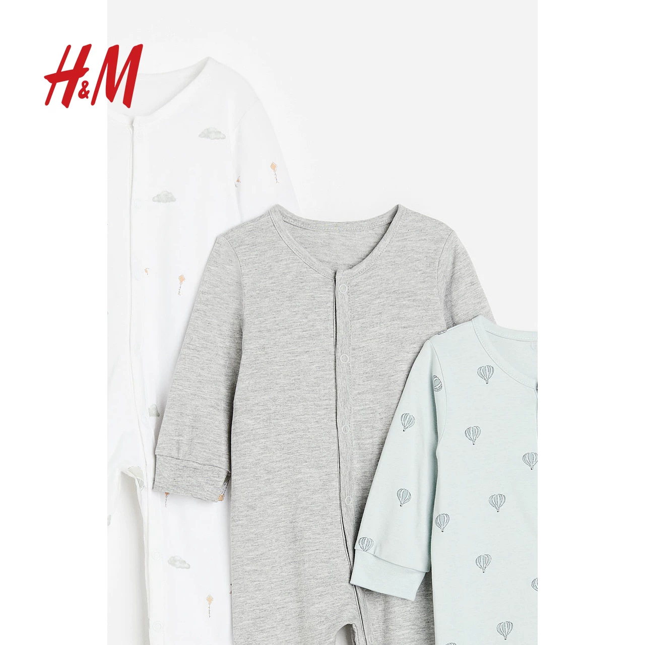 Детская одежда HM, домашняя одежда для мальчиков и девочек, комплект из 3 предметов, летний костюм, хлопковый комбинезон-пижама 1170979