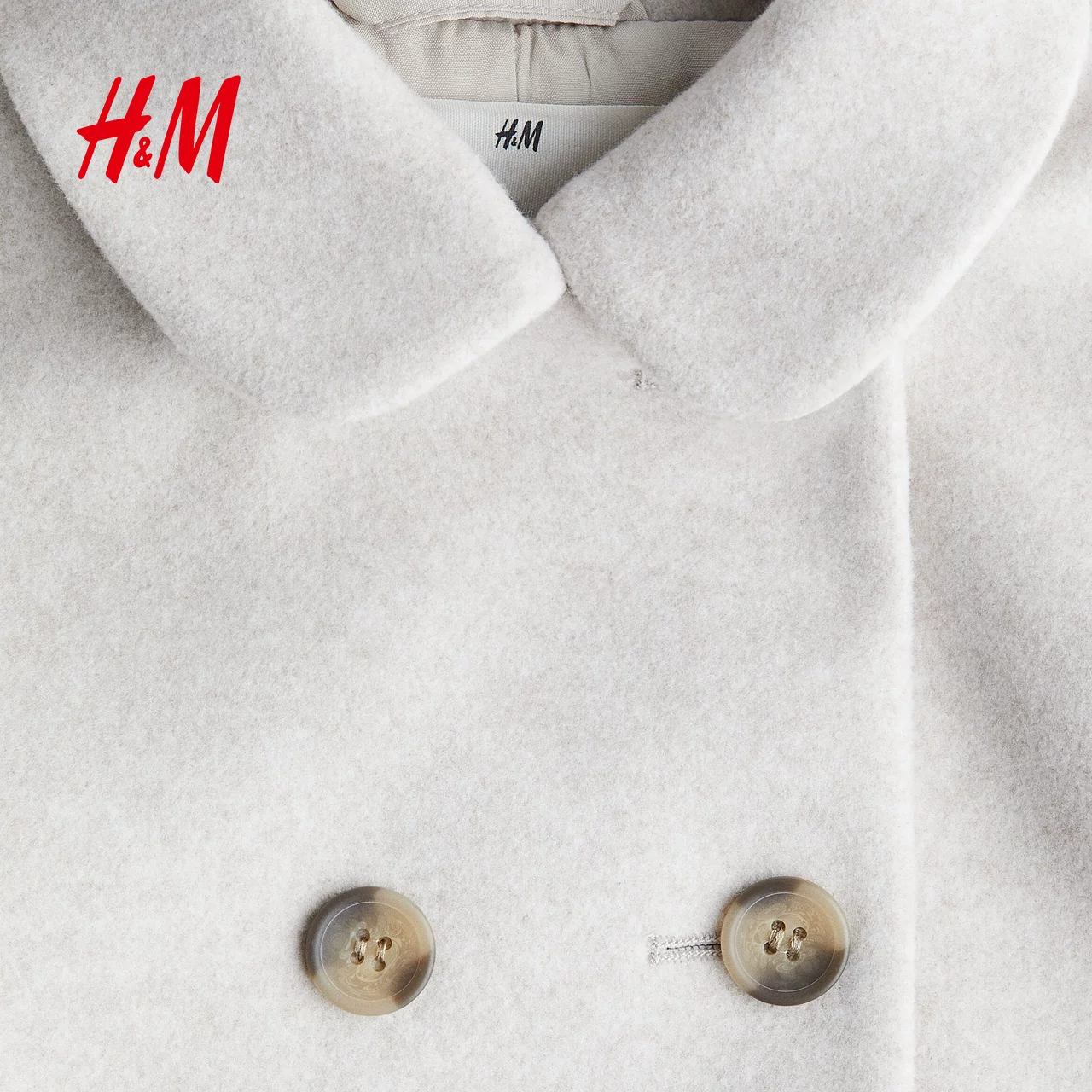 Детская одежда HM, для девочек, лето и зима, новая двубортная куртка с круглым воротником, кокетка A-силуэт, пальто из фетра 1300285