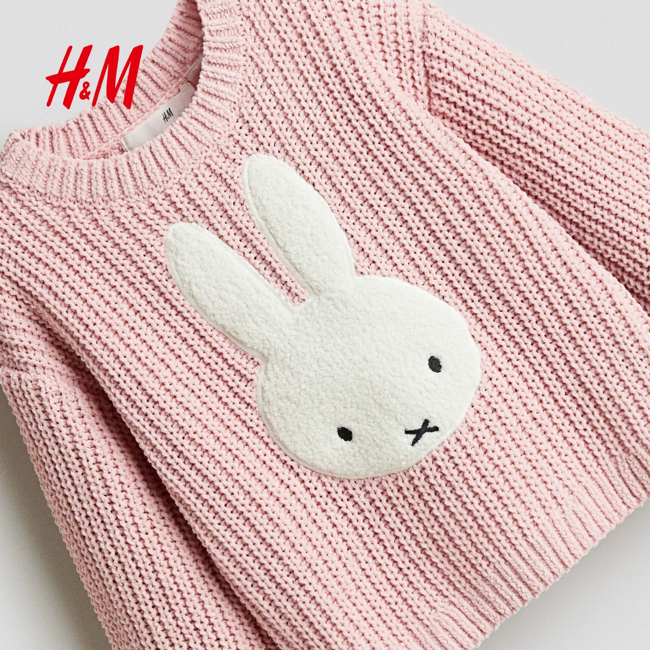 [Miffy Bunny] Детская одежда HM, детские свитера для девочек, летняя нашивка из фланели, свитер-пуловер 1304960