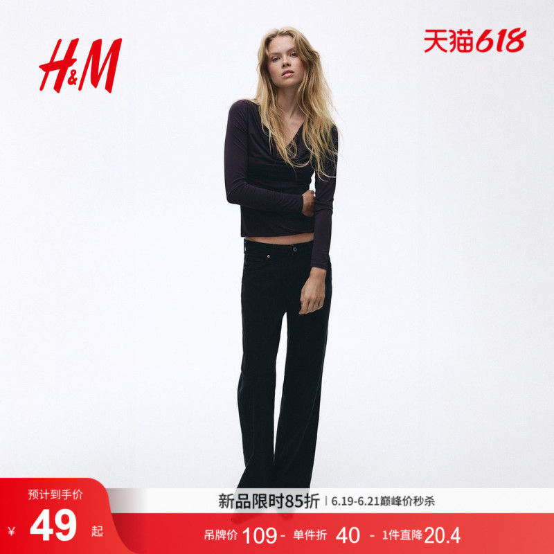 Hm Women's T-Shirt Summer Long-Sleeved Inner Layering Shirt Warm and Fashionable Casual Top 1310089 Hm Women's T-Shirt Summer Long-Sleeved Inner Layering Shirt Warm and Fashionable Casual Top 1310089
