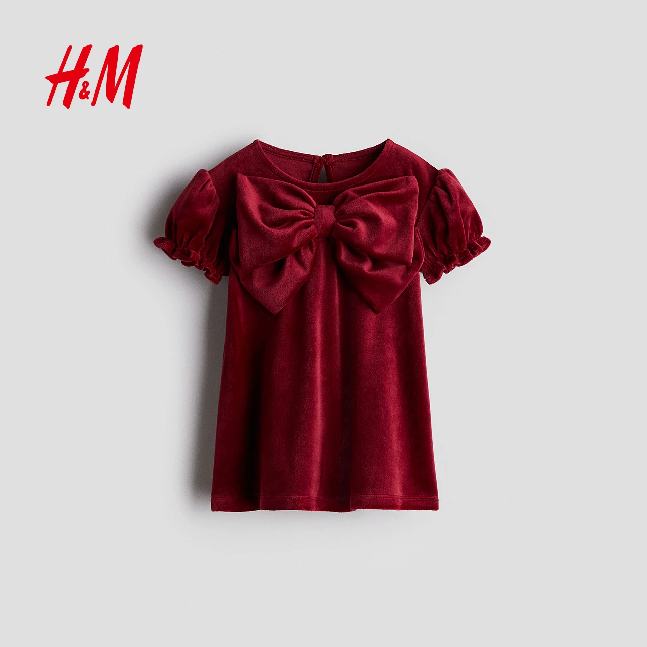 Детская одежда HM, юбка для девочки, лето, бантик, новогоднее бархатное красное платье 1309771