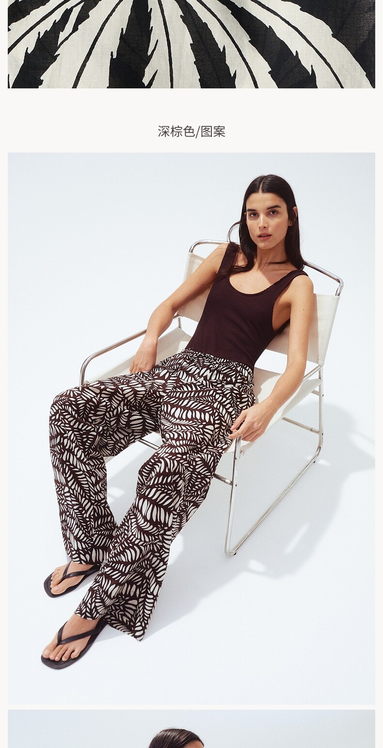 H&M Летние хлопковые штаны, тонкий хлопок, свободный прямой крой, 100 