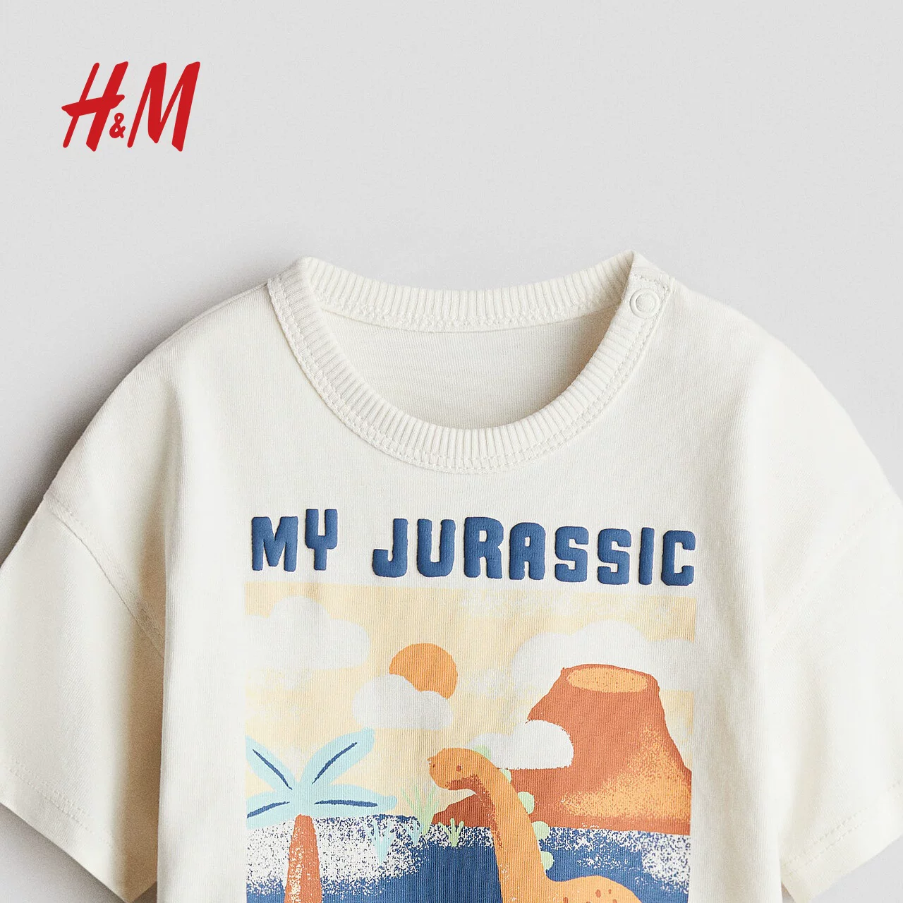 Хлопковая футболка H&M с круглым горлом для отдыха, детская одежда
