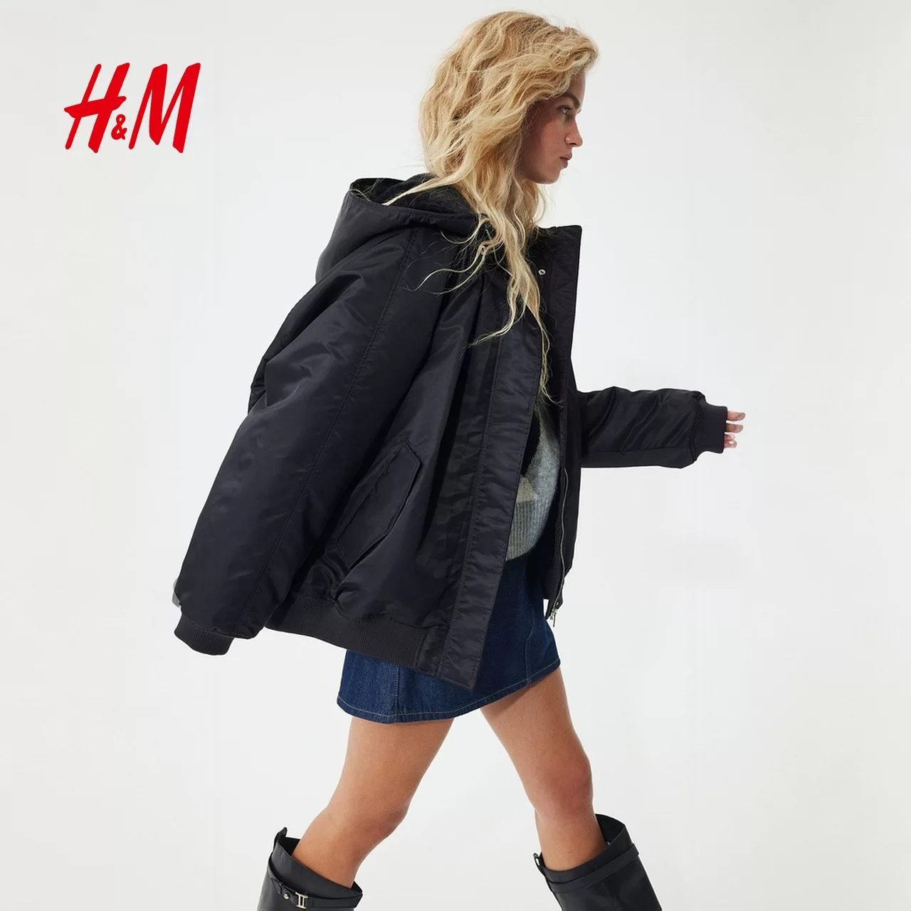 HM winter women's large size bomber jacket 1301796
