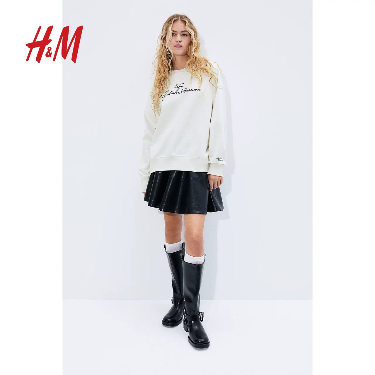 Женская толстовка HM зимняя, мягкая, большого размера, печатная, с длинными рукавами 1242033
