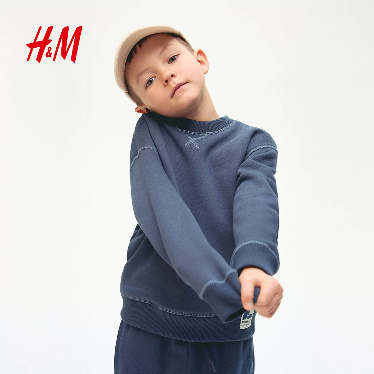 Детская одежда HM, толстовка из хлопка с круглым вырезом для детей-мальчиков, хлопковая ткань 1263990