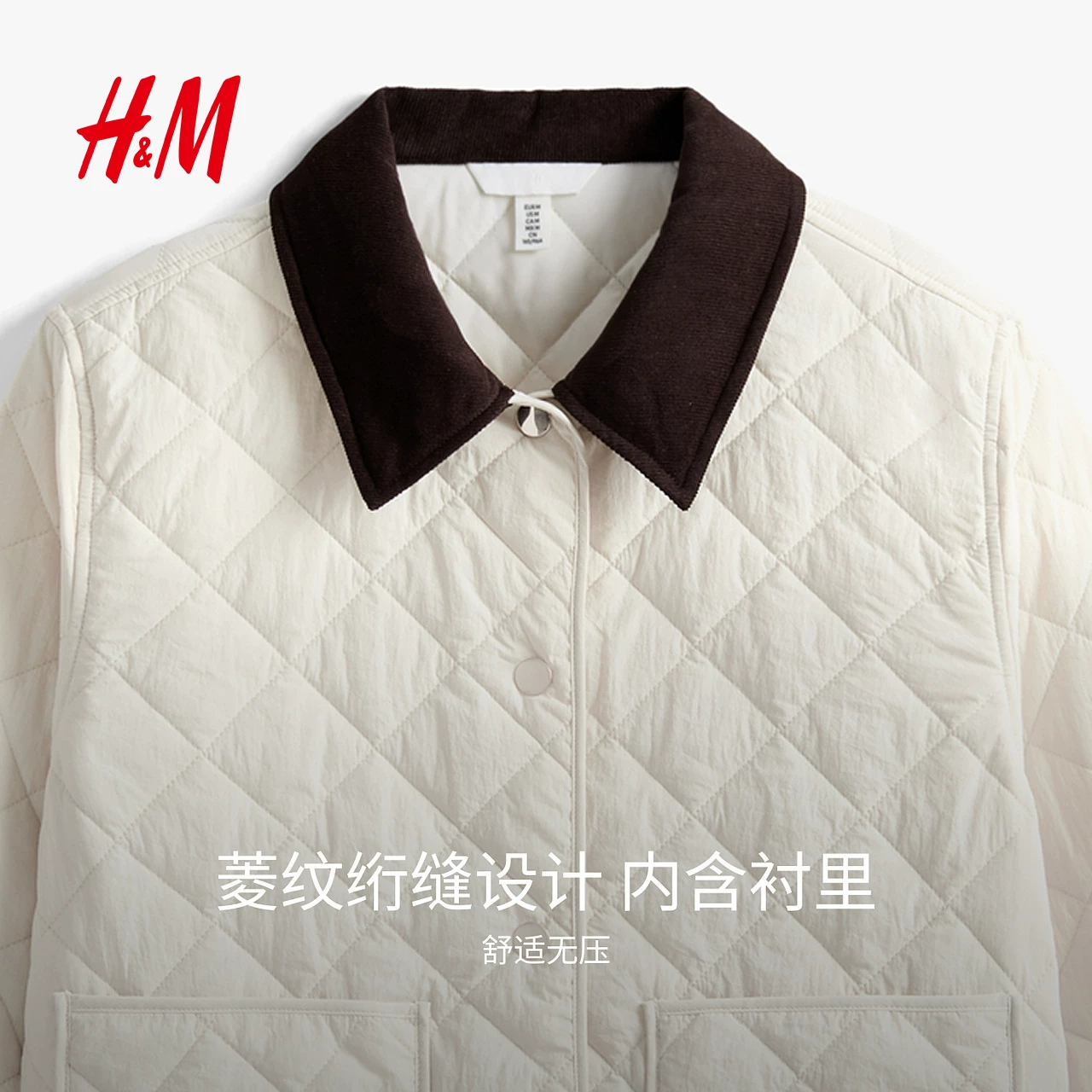 Thin corduroy down jacket with diamond pattern
