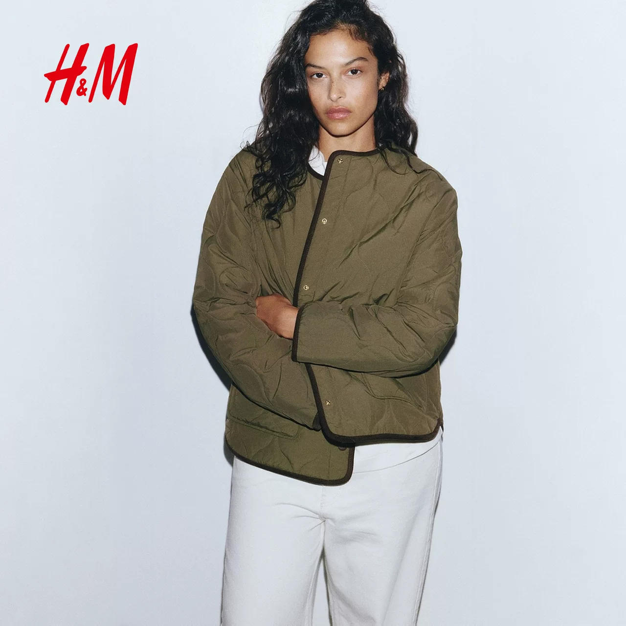 Winter cotton down jacket with diamond pattern with a round collar