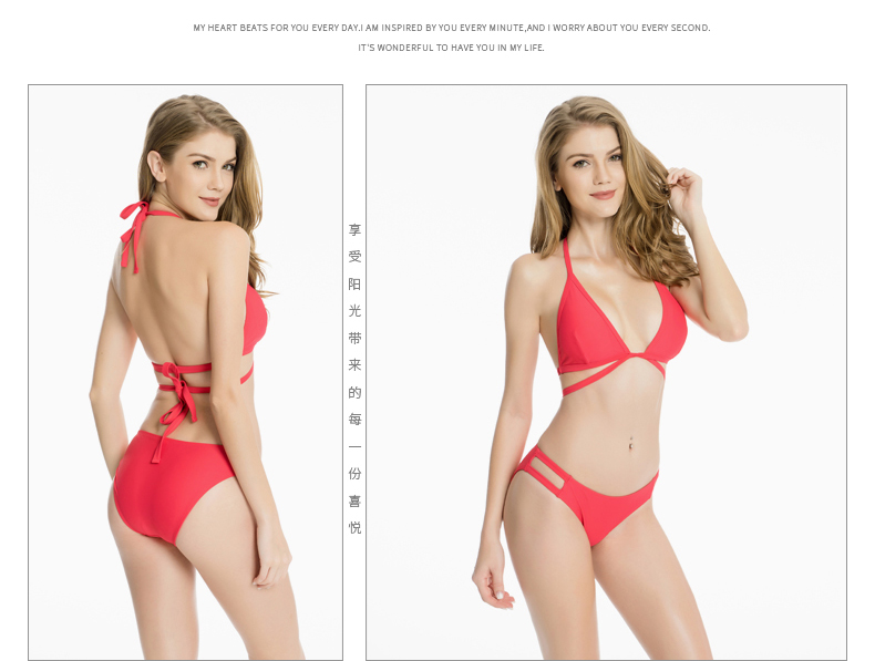 MÀU SẮC Châu Âu và Châu Mỹ Thời trang bikini Sexy Slim Thin Cross Triangle Cup Đảo Tour Du lịch Đồ bơi Phụ nữ - Bikinis bộ đồ bơi dài tay