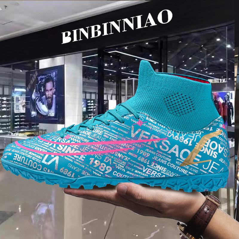 Mbapeccro football shoes cr7 Assassin 14 High Cylinder Ag Long Crushed Nails Large Size Training Shoes Male Student Children Long Nails