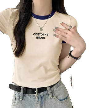 ເປັນເອກະລັກແລະ chic petite ສັ້ນຮູບແບບ stylish card waist top right shoulder ເສື້ອທີເຊີດແຂນສັ້ນສໍາລັບແມ່ຍິງ 2026 summer ໃຫມ່ຂະຫນາດນ້ອຍເສື້ອ