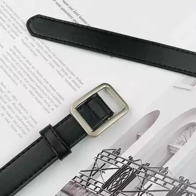 ins belt female Korean version of punch-free fashion simple all-match student jeans decorative black ladies thin waist belt