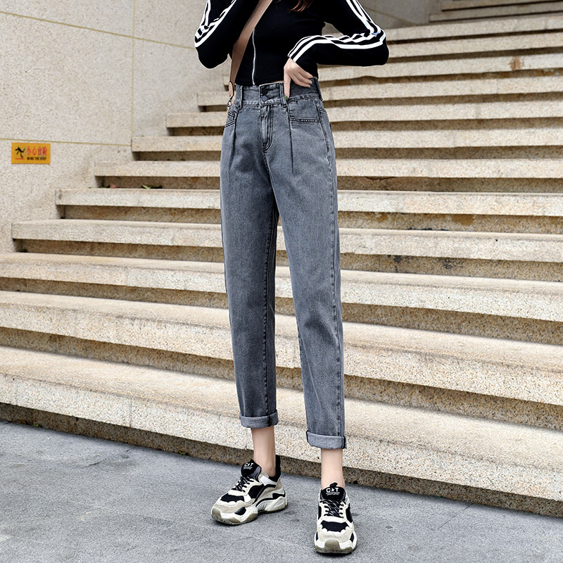 Straight jeans women loose Harun spring 2021 new wide-leg high-waisted thin radish dad pants tide summer