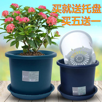 Dr. Flower thickness resin pot permeable high basin balcony flower green plant monthly embroidered ball-controlled root flower pot