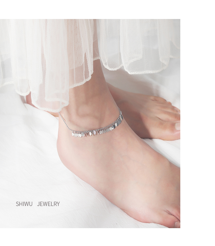 [Khai sáng] 925 sterling bạc thông minh lá vòng chân nữ đơn giản sterling bạc thiết kế thích hợp mắt cá chân trẻ em gợi cảm - Vòng chân lắc chân vàng
