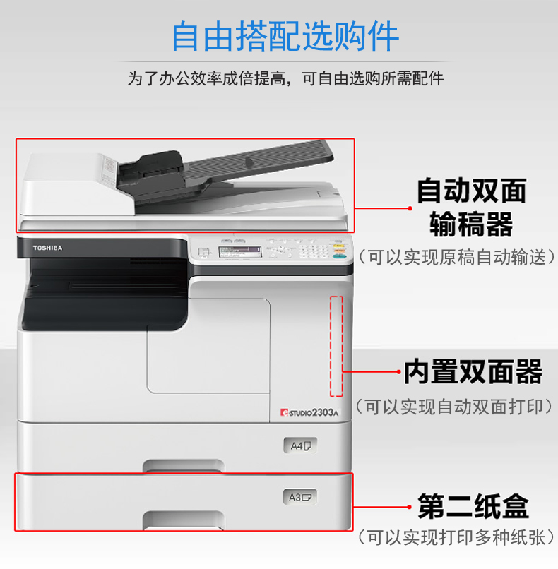 Toshiba 2303A A3A4 văn phòng tại nhà in laser đen trắng quét màu MFP - Máy photocopy đa chức năng