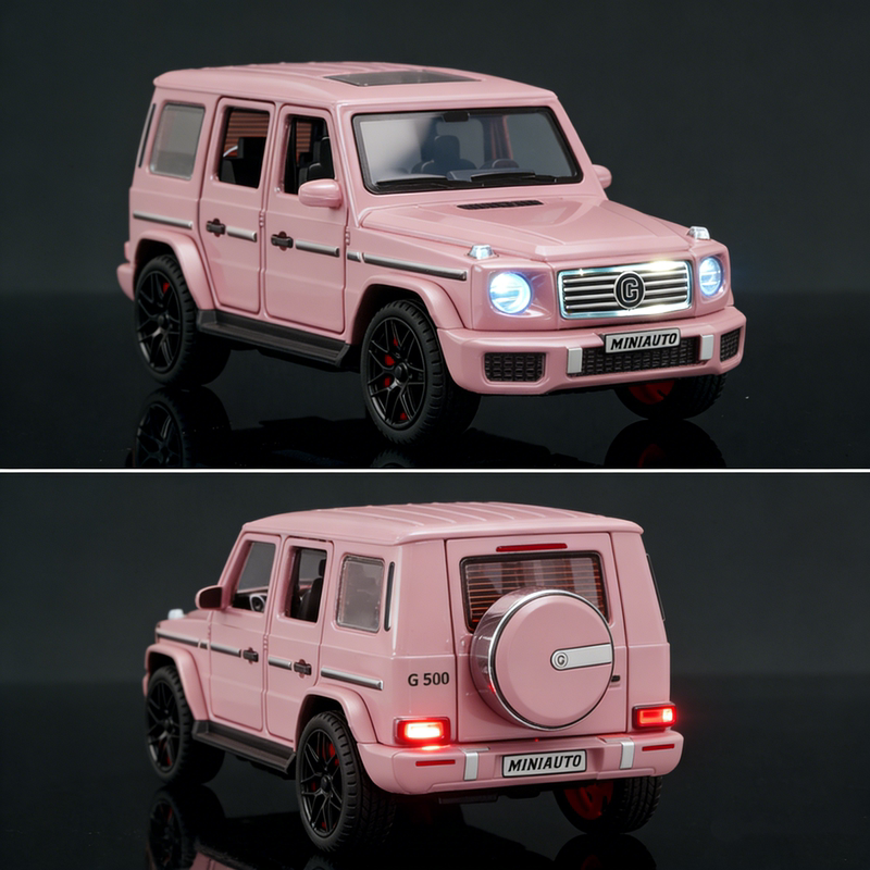 Mercedes-Benz G500 Pink Alloy Car Model Imitating the Real G-Class with Sound and Light, Collectible Gift, Children's Toy Ornament Mercedes-Benz G500 Pink Alloy Car Model Imitating the Real G-Class with Sound and Light, Collectible Gift, Children's Toy Ornament