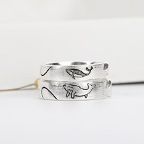 52 Hz whale ring Long distance love couple ring Men and women a pair of bone acacia Japan and South Korea simple student gift