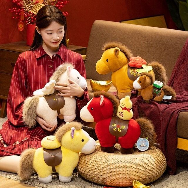 2026 Year of the Horse Mascot Doll Will Be Blessed Pony Doll Pillow Zodiac Rag Doll Company New Year Gift