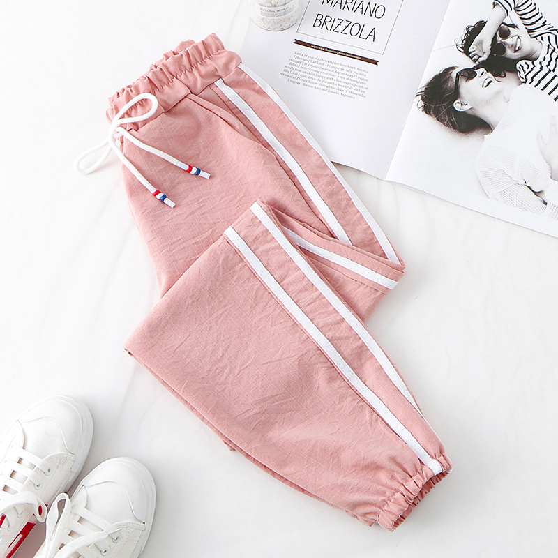 Sweatpants women's pants summer thin loose drawstring cotton linen linen pants 2021 new lantern anti-mosquito casual pants
