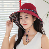 Tibet Qinghai travel sun hat National wind double-sided cotton hat womens summer big along the sunshade sunscreen fisherman hat