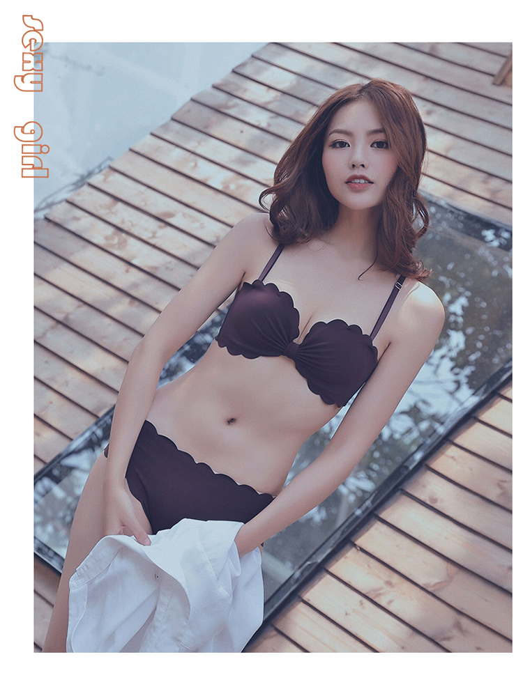 Màu đỏ không có vòng thép tập hợp áo ngực nhỏ ngực dày 1/2 nửa ly liền mạch áo ngực đẹp trở lại cô gái đồ lót phù hợp với nữ đồ lót ibasic