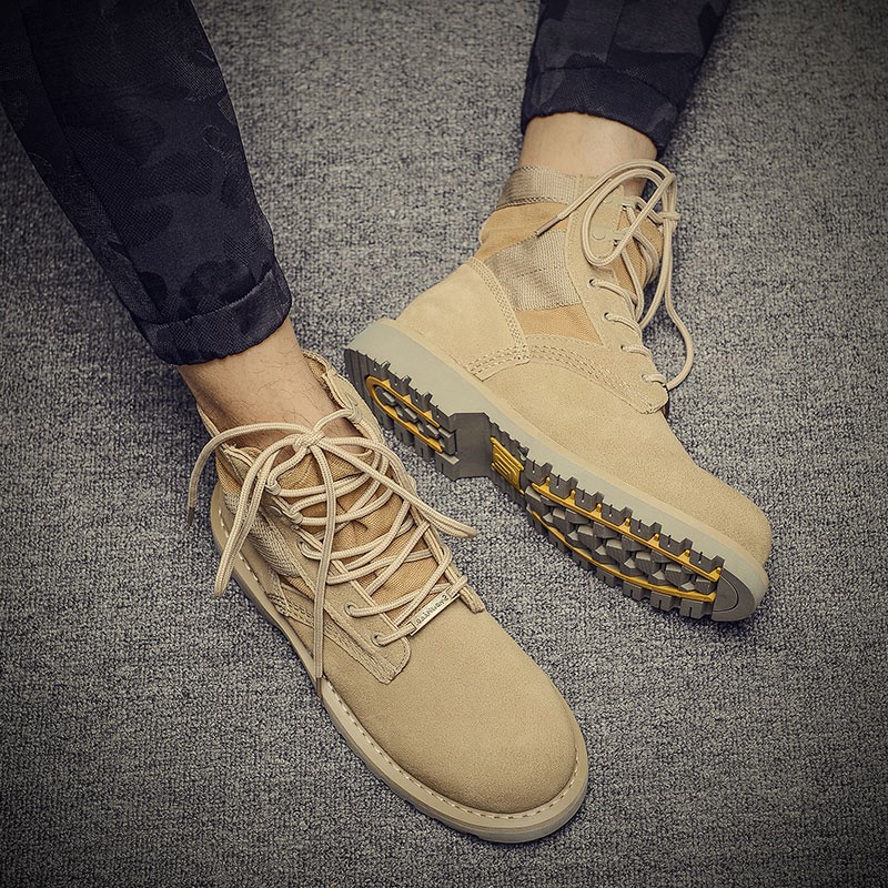 Lovers Martin boots High cylinder spring autumn men's Inn Wind 100 hitch Desert Boots Mid-Cylinder Tooling Boots Short Boots Breathable Boots