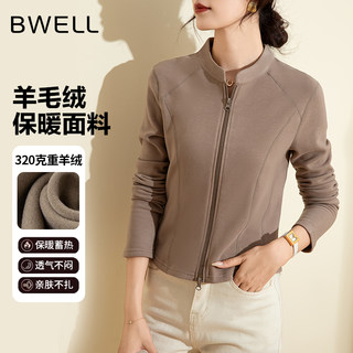 BWELL羊毛绒保暖上衣女修身显瘦拉链开衫百搭BWY7799Y
