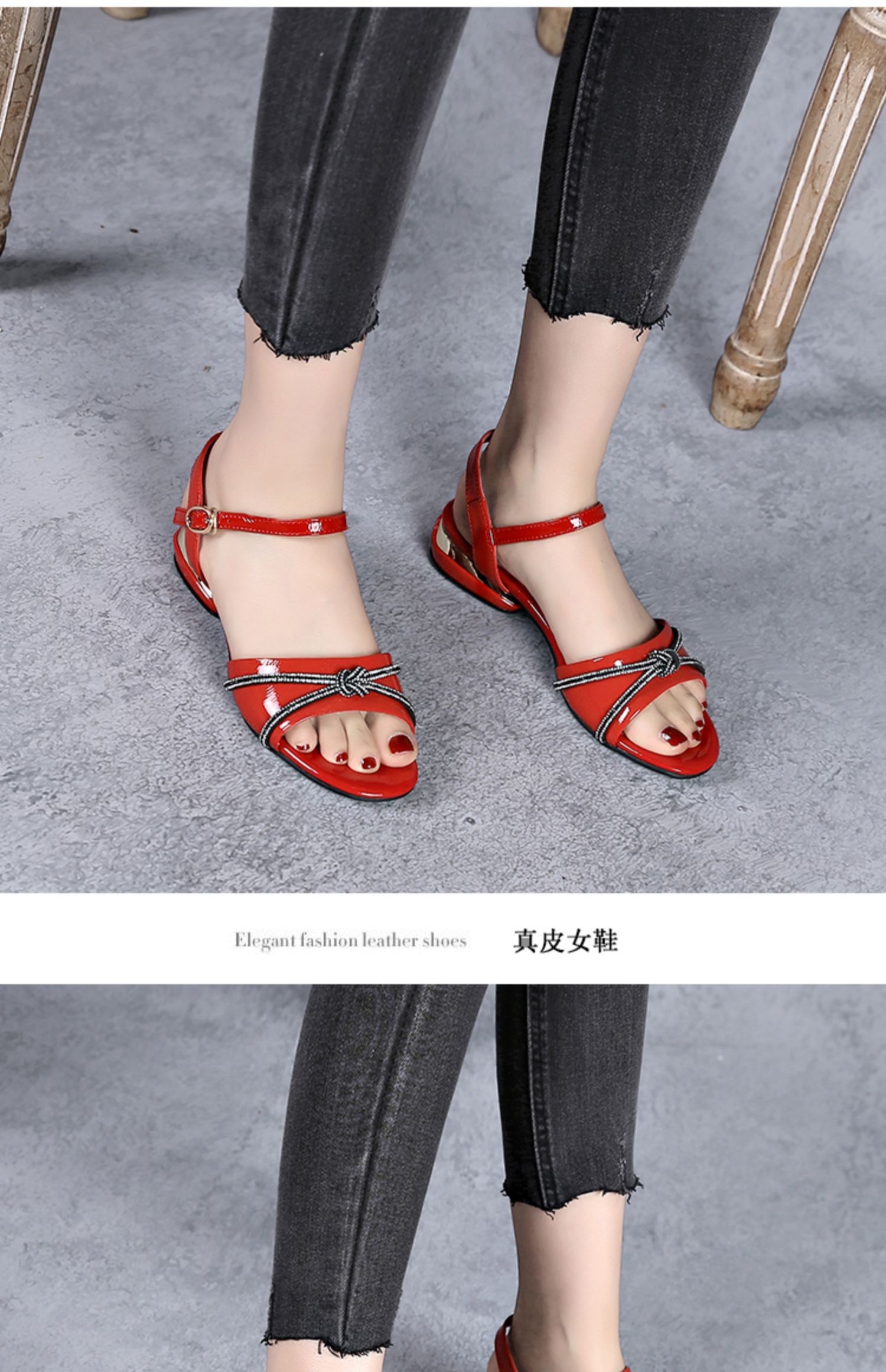 C8455 1520K GIÀY DÉP SANDAL NỮ JIARELA GÓT VUÔNG MÙA HÈ TRUNG NIÊN GIÀY DÉP NỮ DA BÒ G04 SẢN PHẨM MỚI