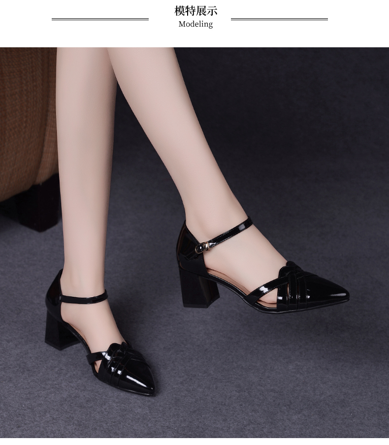 C8295 1520K GIÀY CAO GÓT NỮ JIARELA MŨI NHỌN GÓT VUÔNG MÙA HÈ GIÀY DÉP NỮ DA BÒ G04 SẢN PHẨM MỚI