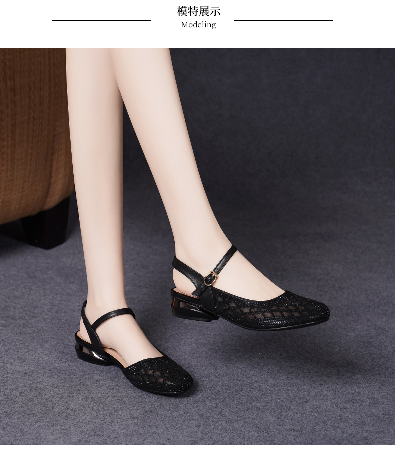 C8415 1520K GIÀY DÉP SANDAL NỮ JIARELA GẮN ĐÁ MŨI TRÒN ĐẾ MỀM MÙA HÈ TRUNG NIÊN GIÀY DÉP NỮ DA BÒ G04 SẢN PHẨM MỚI