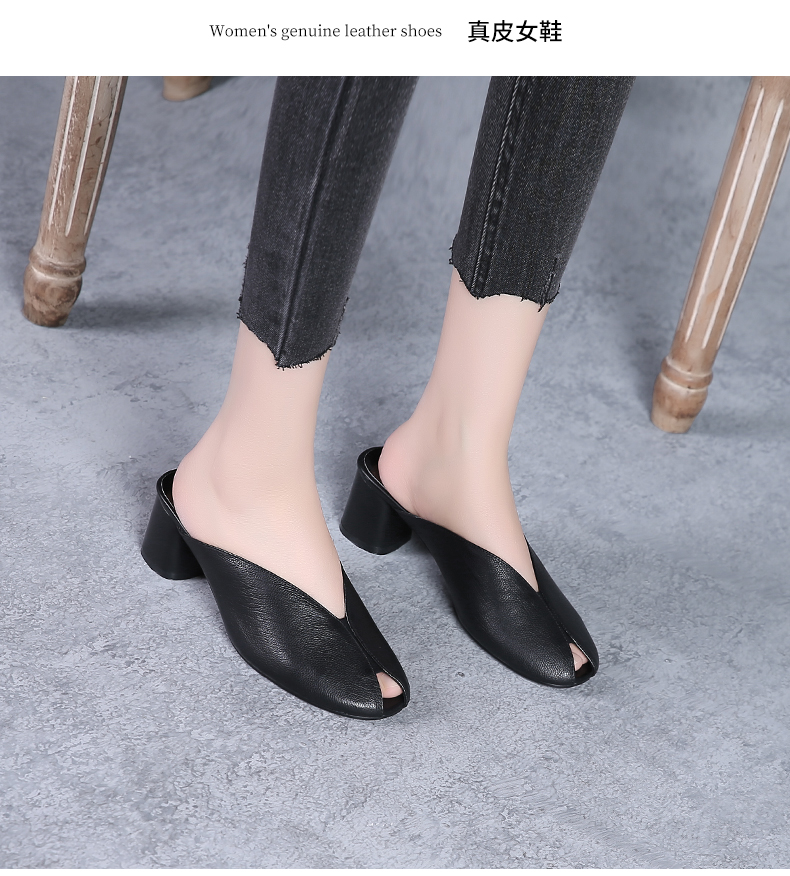 C8429 1520K GIÀY DÉP LÊ NỮ JIARELA MÙA HÈ MIỆNG CÁ GIÀY DÉP NỮ DA BÒ G04 SẢN PHẨM MỚI