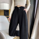 Chenille narrow wide-leg pants women's autumn and winter plus velvet thick corduroy pants high waist straight drape casual suit pants