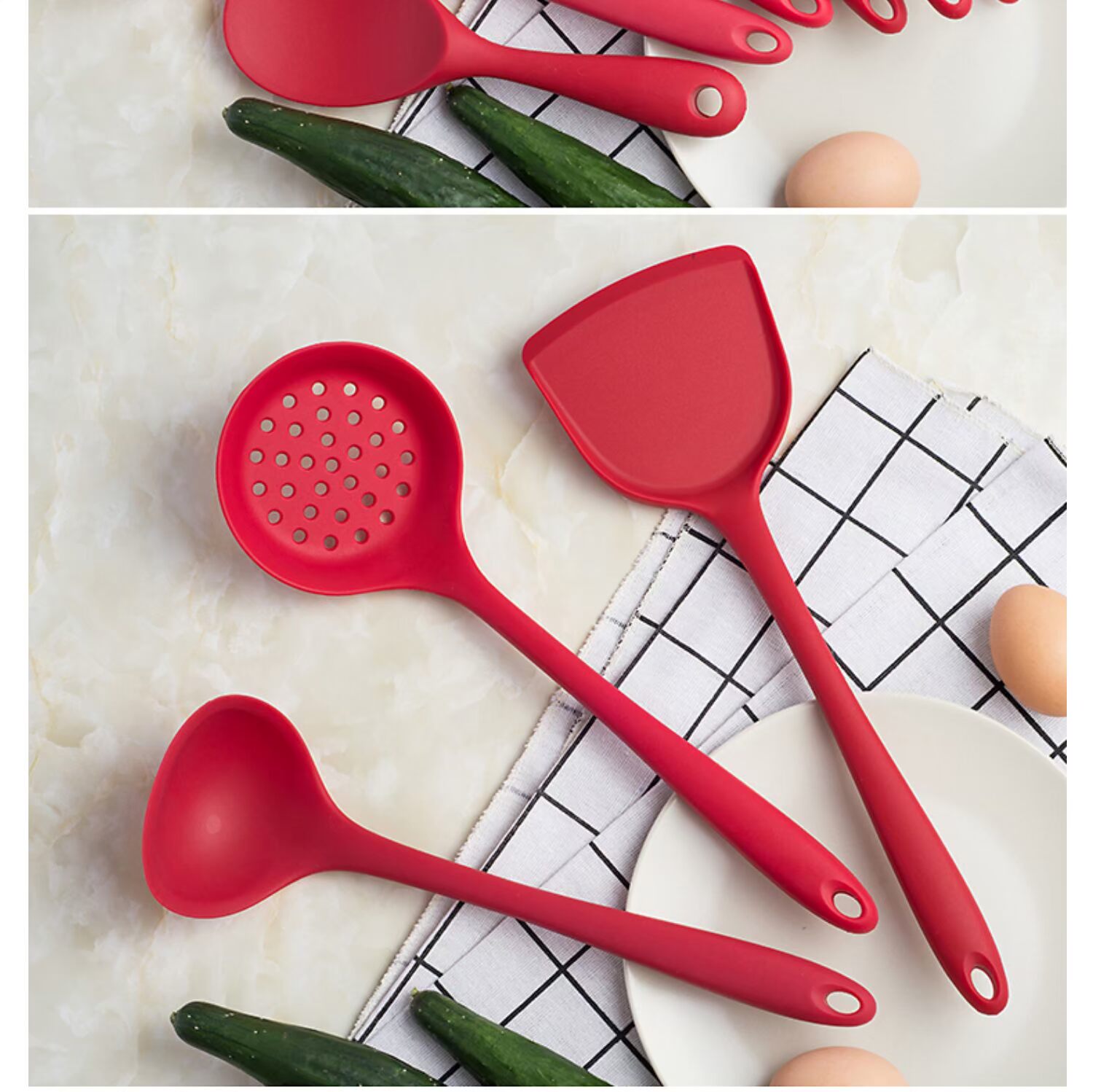 Thìa silicone Xẻng silicone không dính đặc biệt không gây thương tích nồi xào xào muỗng khuấy dụng cụ nhà bếp nhiệt độ cao - Phòng bếp nồi hấp 2 tầng