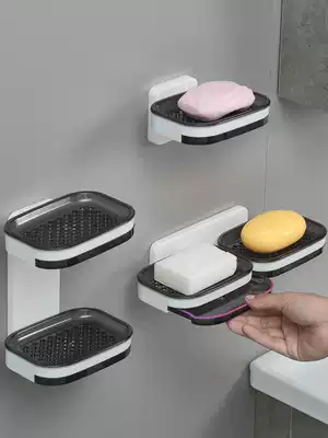 Soap box Non-hole suction cup wall-mounted creative double layer drain rack household dressing room bathroom soap rack